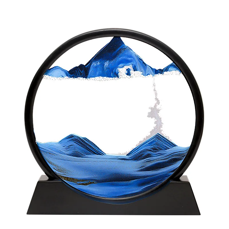 Manufacturer Solid wood quicksand painting nightlight decoration dynamic hourglass lamp 3d creative decompression lamp