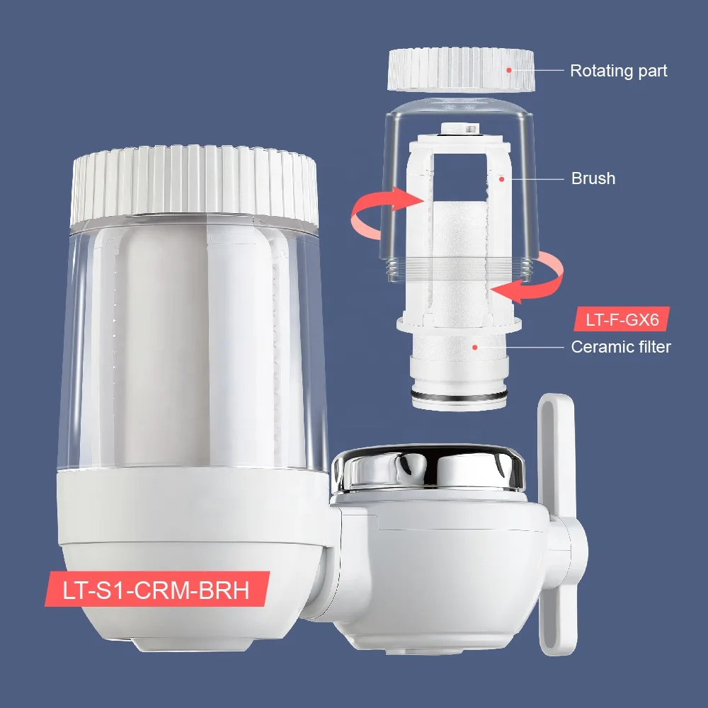 New arrival faucet mounted purifier tap water filter machine with flushing ceramic cartridge function