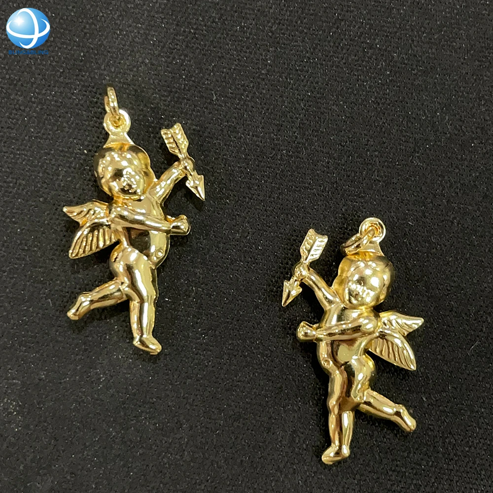 Unique Double-sided 3D Copper Scallop Shell Bikini Charms Gold Tone Sea Star Cupid Pendant Swimsuit Clasp For Beach Babes Jewel