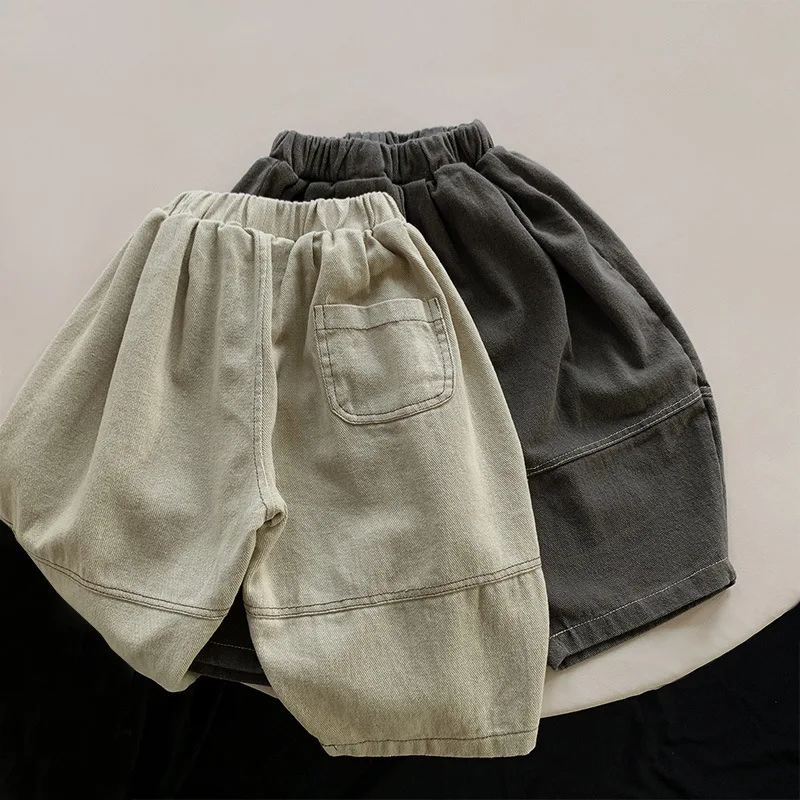 Spring Boys And Girls Loose Casual Wide Leg Harun Pants For Kids Korean Foreign Style High Waist Outwear Trendy Pants
