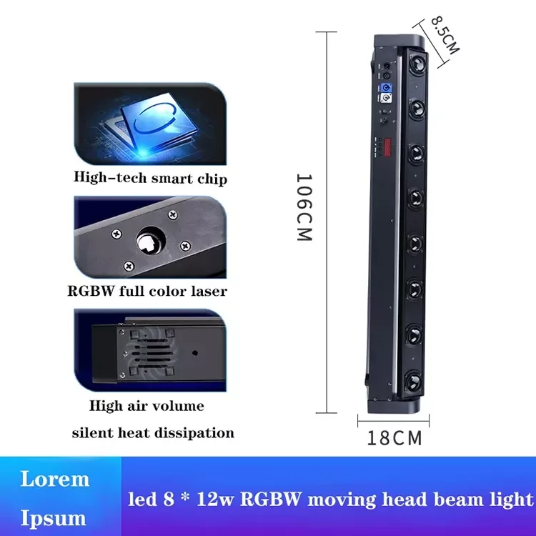 8 Eyes Rgbw Beam Bar Moving Head Stage Laser Light for Dj Nightclub Disco Club Dmx Bar Lights