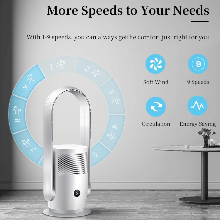 Intelligent Tuya Control Bladeless Fan With Air Purifier Hepa Filters Remove 99.97% Of Pollutants Bladeless Standing Fan