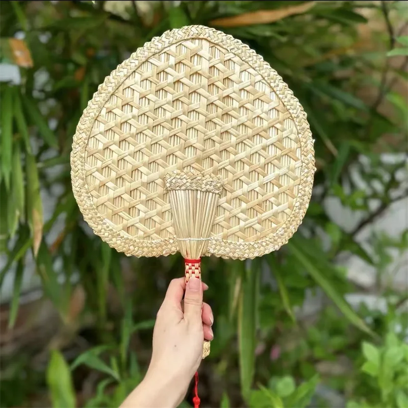Hot sale new arrival handmade fan natural wheat straw hand woven custom hand fan handmade for cool in summer