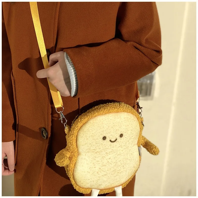 Manufacturer Bread Furry Bag Toast Custom Plush Toy Cute Designer Plush Bag