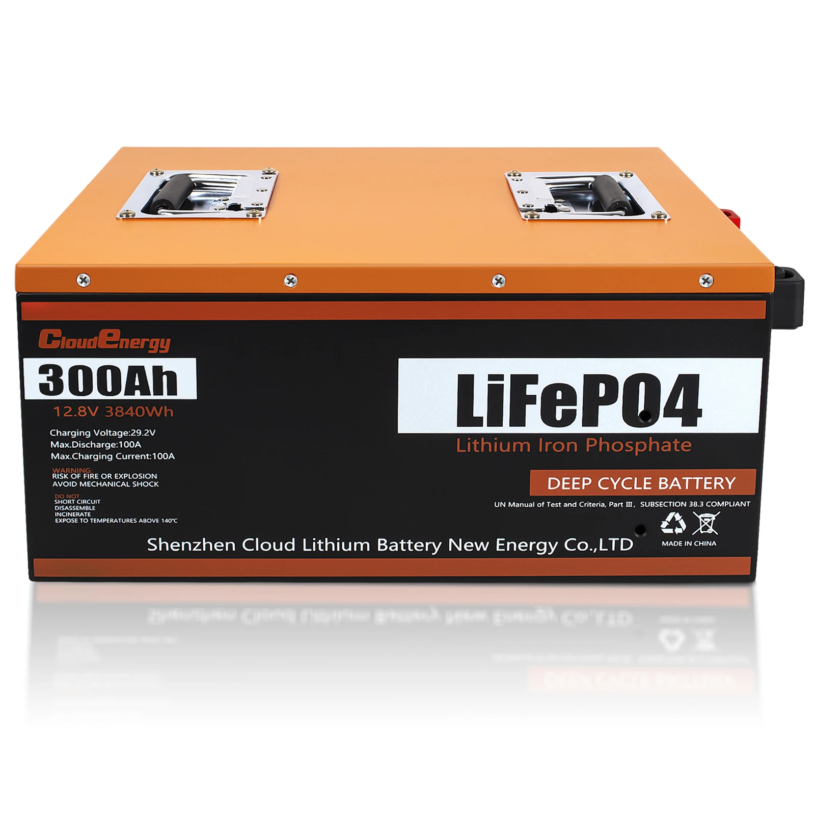 Cloudenergy 12V 300AH Lifepo4 Battery Pack Built-in 100A BMS 6000+ Deep Cycles Portable Power Bank For Home Solar Energy Storage