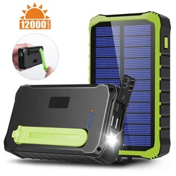 Outdoor Camping Fast Charge Slim Waterproof Portable Charger Led Flashlight Solar Power Bank