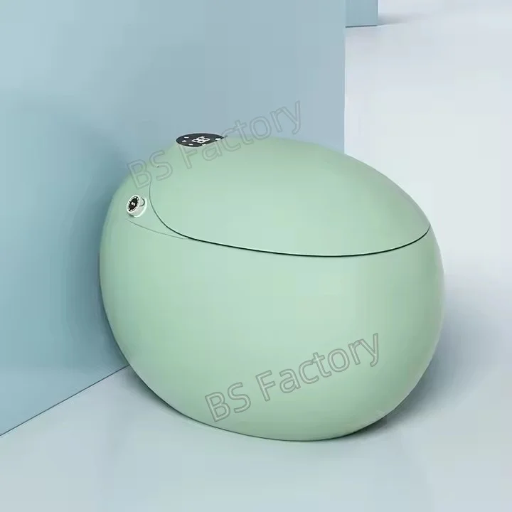 Bathroom Colorful Ceramic Toilet P-trap Custom Plug Voltage Egg-shaped Smart Toilet One Piece BS
