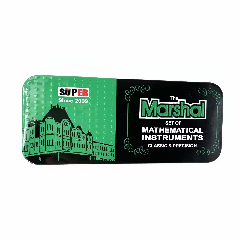 High Quality Stationery Supplies Professional SUPER MarshaL Math Geometry Set Mathematical Set in Metal Tin Box