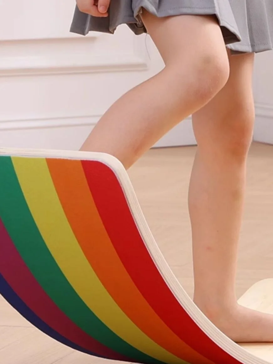 Wobble Curvy Educational Playing Yoga Toys Kids Wooden Balance Board For kids toy