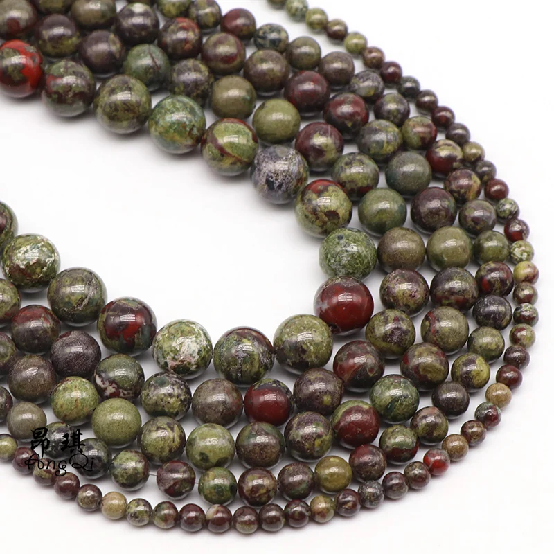 Wholesale 4-12mm Natural Dragon Bloodstone Gemstone Beads Smooth Round Loose Natural Dragon Bloodstone