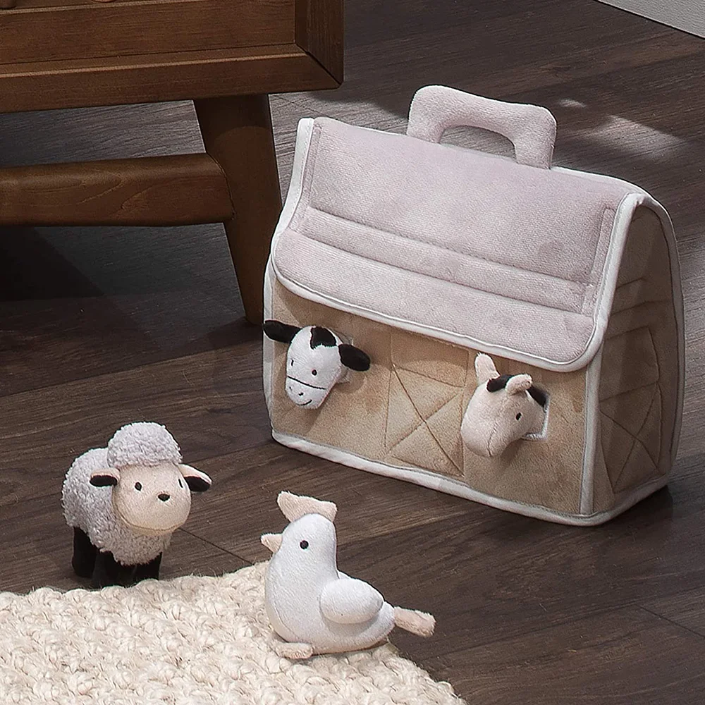 1448 Unique Sheep Rooster Horse Cow Baby Farm Plush Barn Stuffed Animals Toy Cut Plush Set Farm Animal Toys