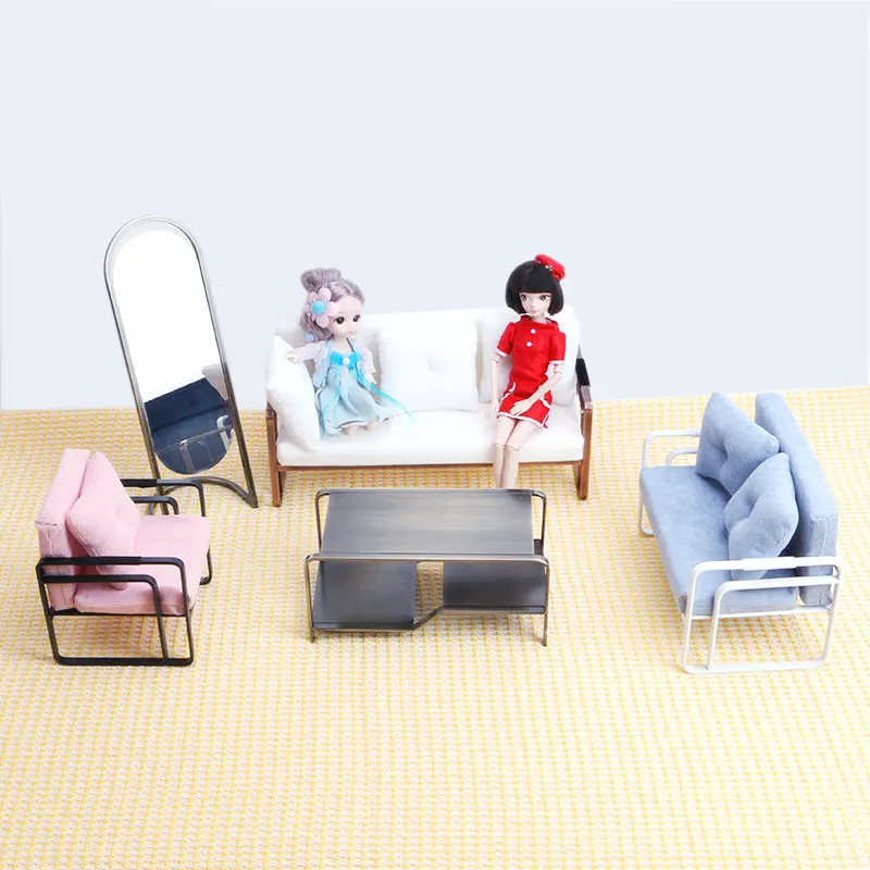 YS1228D Wholesale Customized Doll Furniture Golden White Household BJD Ball Jointed Doll Full-length Metal Floor Mirror