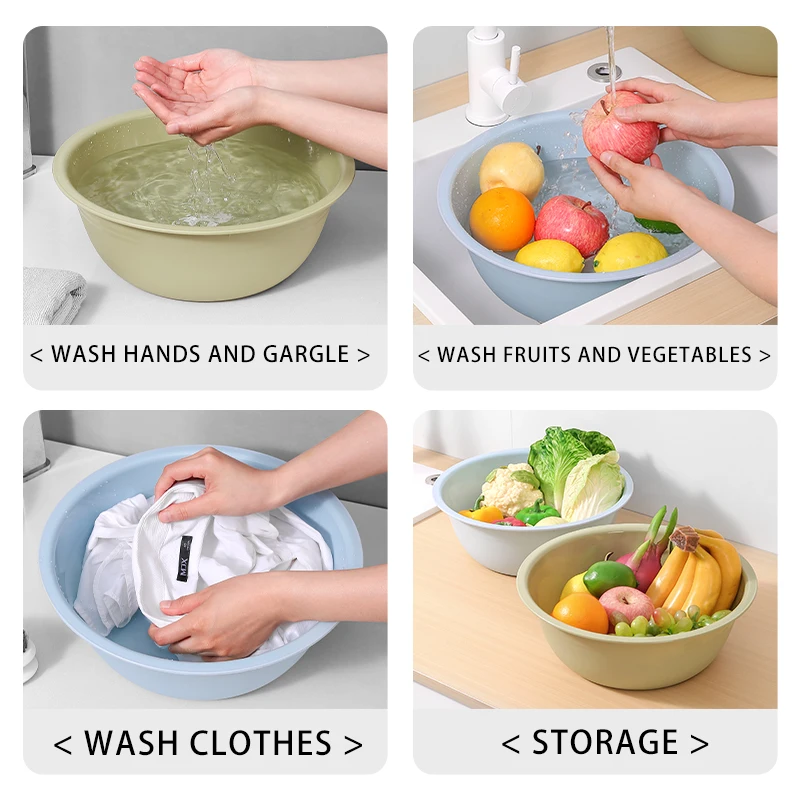 Haogle PP Plastic Washing Clothes Children Hand Basin Portable Round Plastic Wash Tub for Bathroom