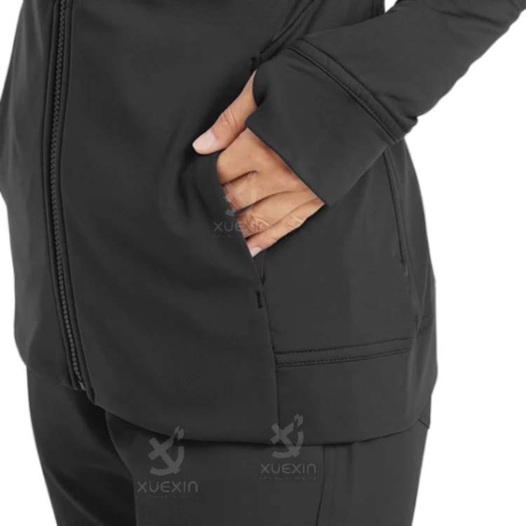 Fashion design collar scrub top front zipper scrub tops unifome mdico scrub suit jacket stretch