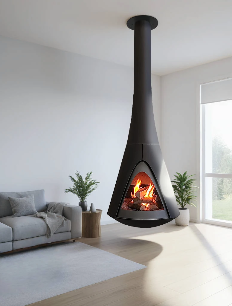 Hanging special-shaped real fire wood-burning fireplace Villa living room decoration features art modeling hanging heating stove