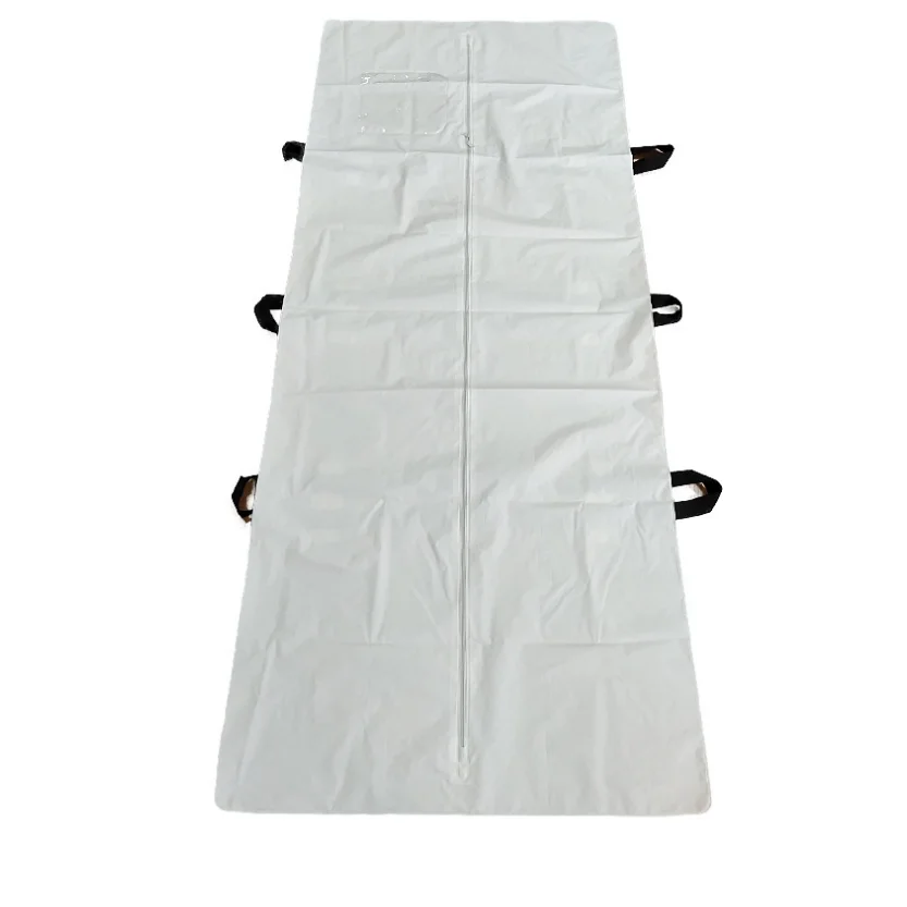 
white and black biodegradable PEVA waterproof funeral death body bag mortuary bag with handles 