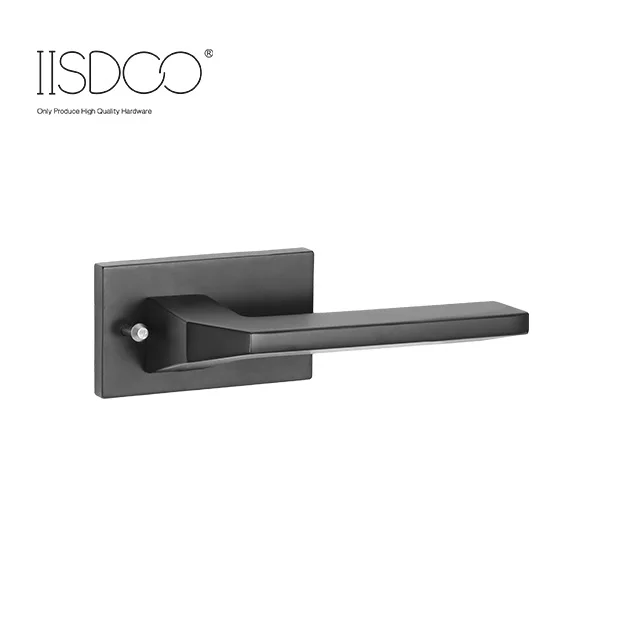 Classic black privacy childproof brass door lever handles set hardware
