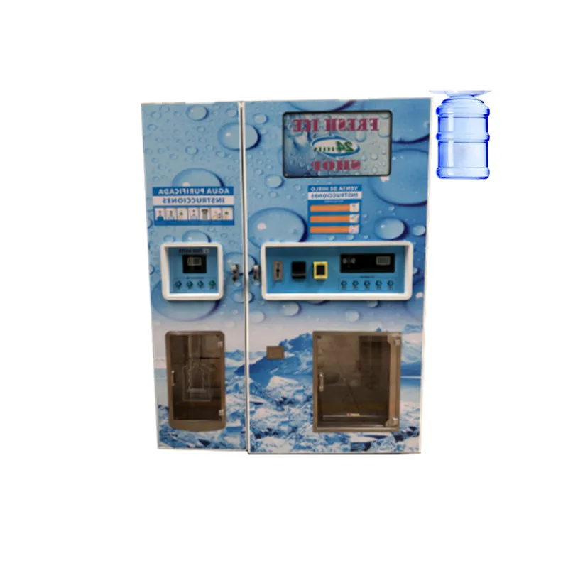 Outdoor Ice Block Maker And Purified Water Vending Machine With Auto Bagging