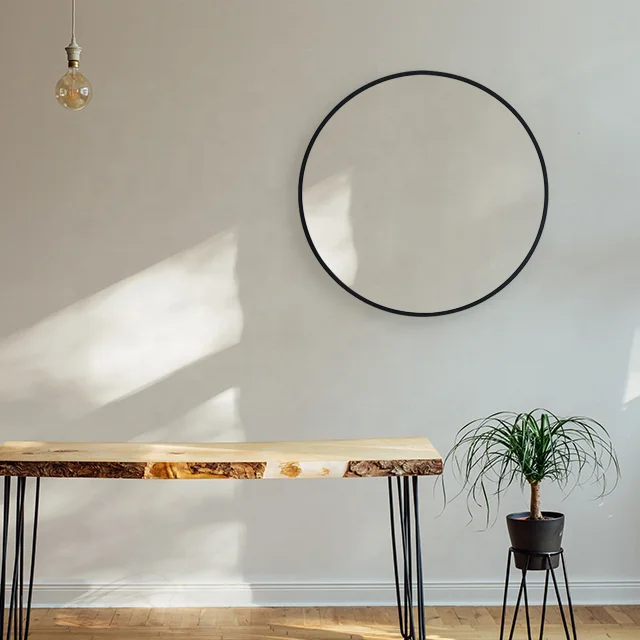 Decorative metal frame round metal rose gold wall mirror customized factory direct sale stainless steel round frame wall mirror