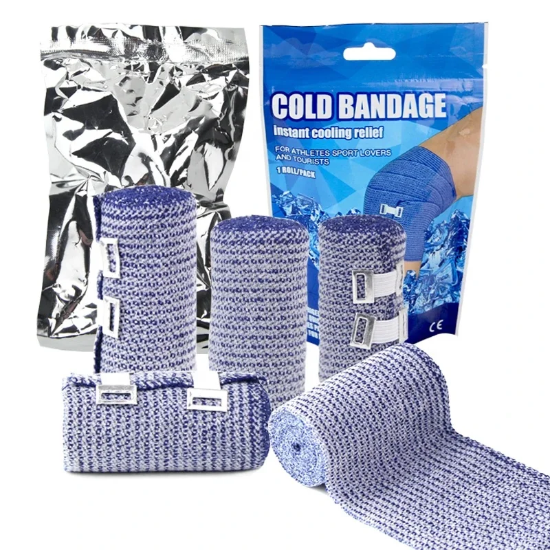 High Quality Portable Athletic Elastic Bandage Wound Care Medical Elasticated Cold Bandage With Clips