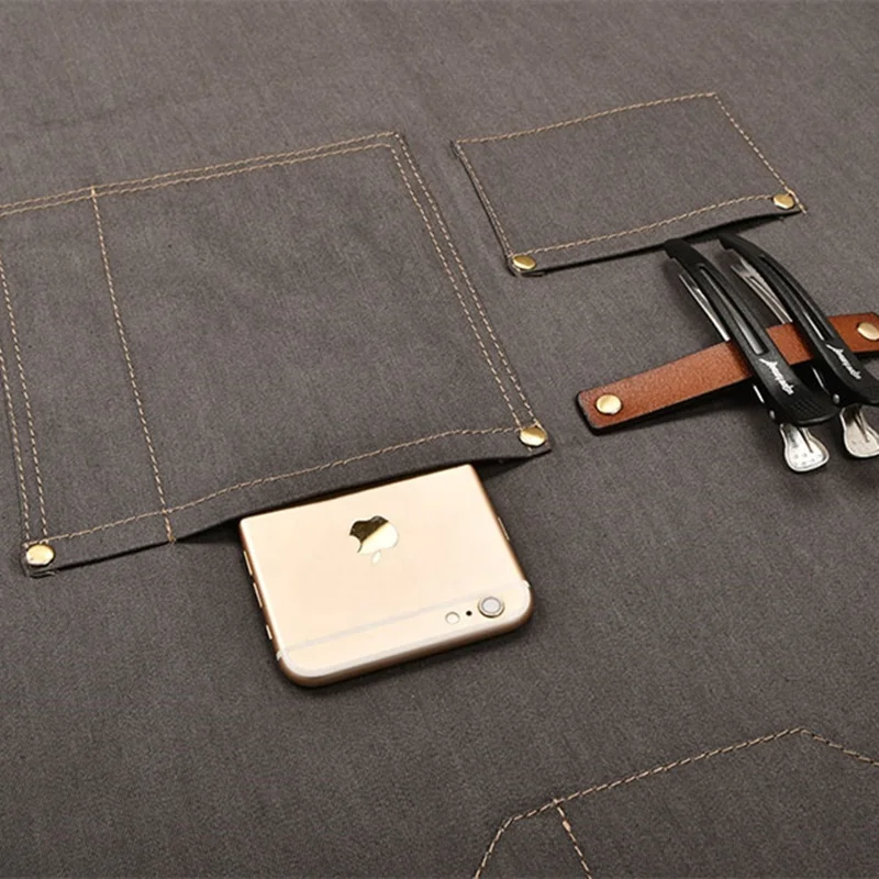 
New canvas apron custom logo housework home kitchen waterproof oil-proof kitchen catering shop overalls barber apron 