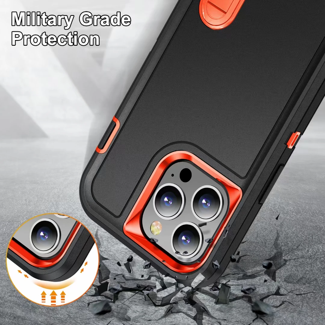 Shockproof Phone Case For iPhone 13 12 11Pro Max XR X XS Max 7 8 Plus 3 Layers Hybrid Full Body Protect Anti-Knock Armor Cover