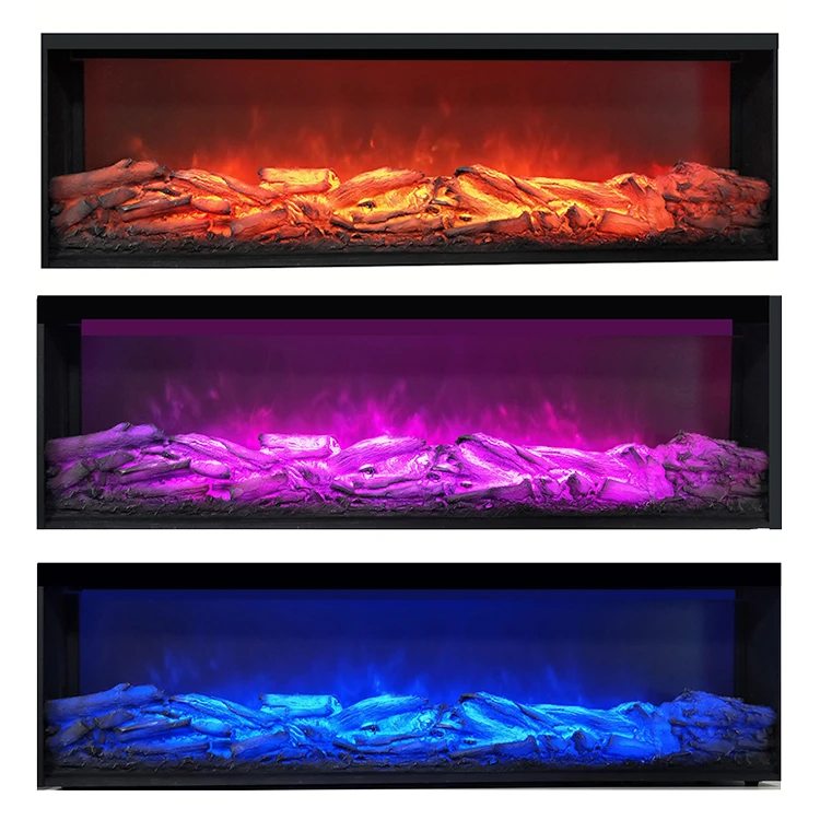 Cheap Modern  Recessed Electric Fireplace Sale Insert Fire Decoration with 7 Multi Flame Colors