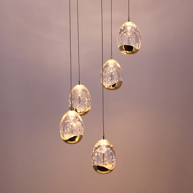 Residential modern style 5 lights bubble glass LED pendant lamp