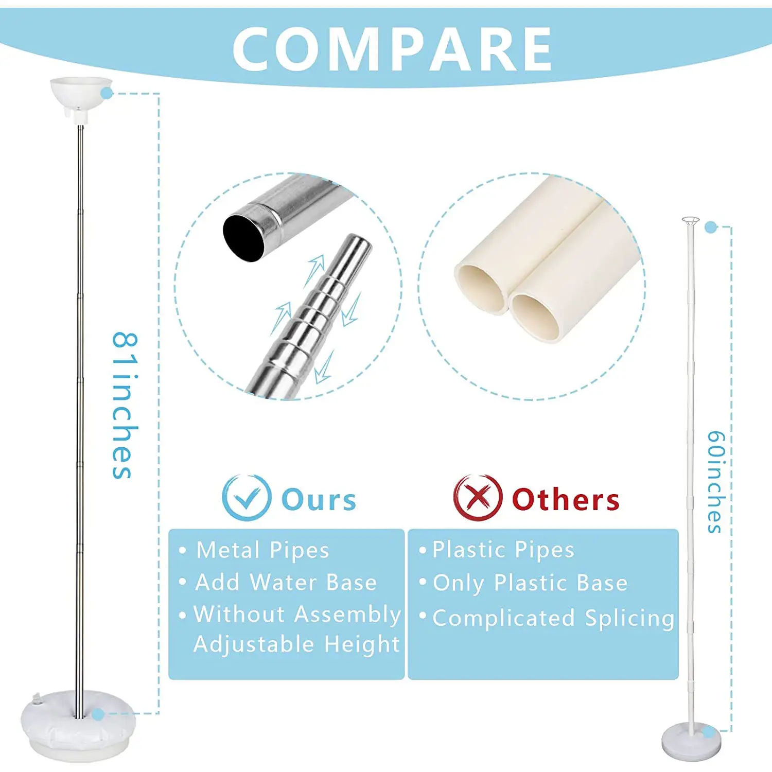 Palmy 2pcs Tower Kit Balloon Column Kit Balloons Diy Balloon Stand Pole Base Set Home Wedding Birthday Party Decoration