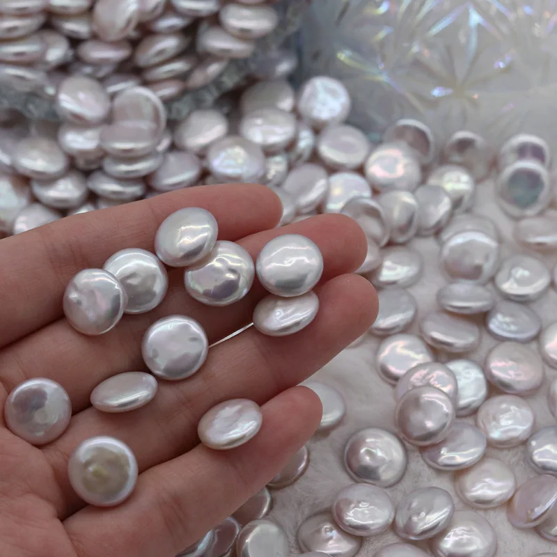 wholesale Freshwater pearl 12-14mm good quality coin shape pearl genuine loose fresh water pearl for diy jewelry making