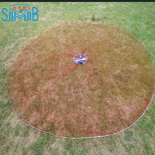 Diameter 7.2m Japanese Style Casting Net Hand Throw  Monofilament Fishing Cast Net Cast Nets with Plastic Ring  Frisbee