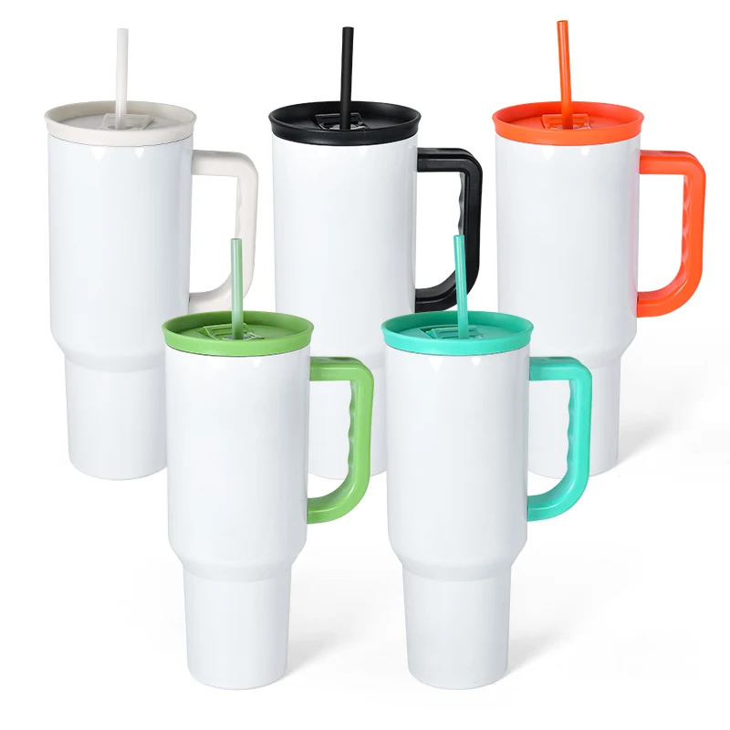 New style 40oz Stainless Steel double wall Insulated Sublimation Blank 40 oz Tumbler Camping Mug cup With Handle
