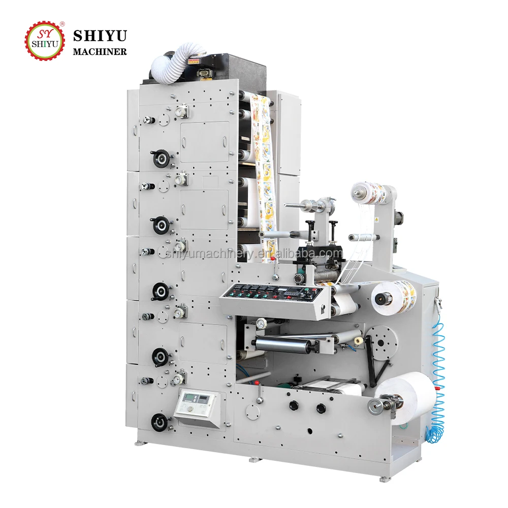 320mm UV Adhesive Paper Flexographic Printer Automatic Film Label Sticker Flexo Printing Machine With Hot Cold Stamping
