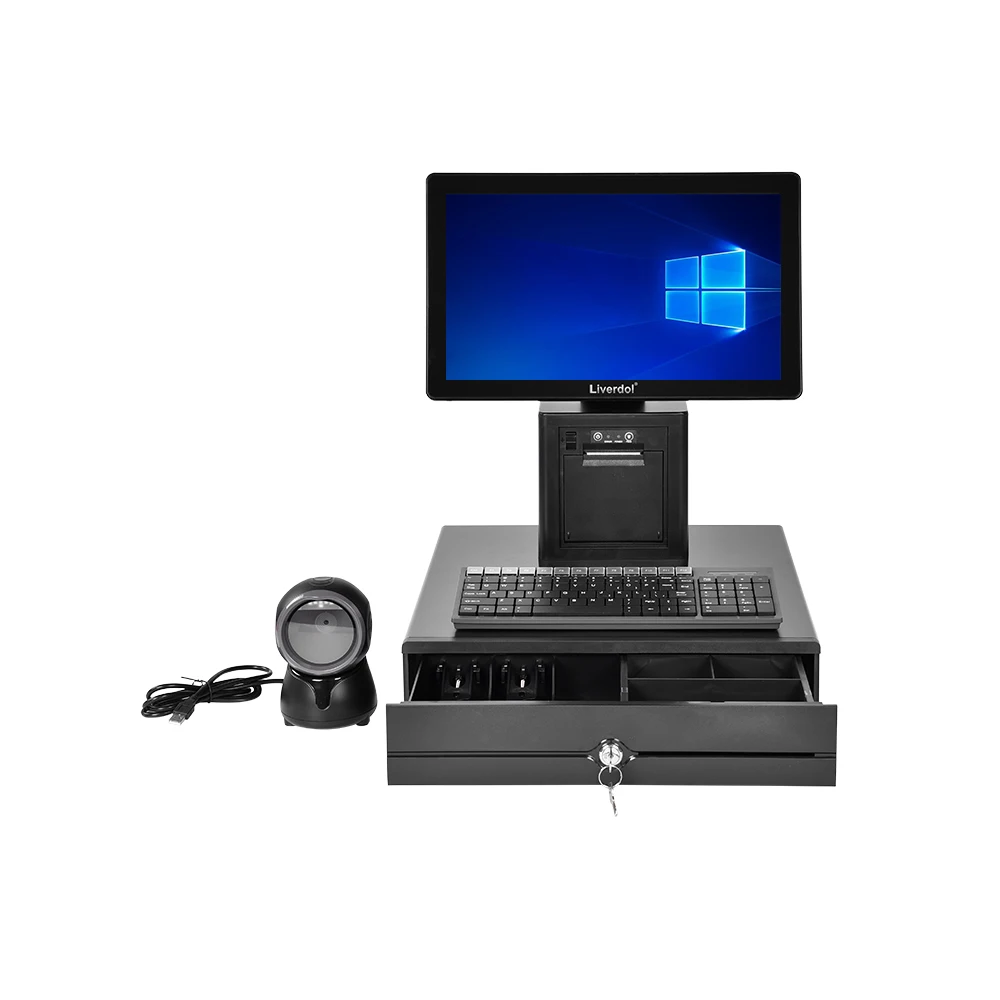 15 6 дюймов Универсальный кассовый аппарат POS Windows с двумя экранами встроенный дисплей для клиентов розничных магазинов