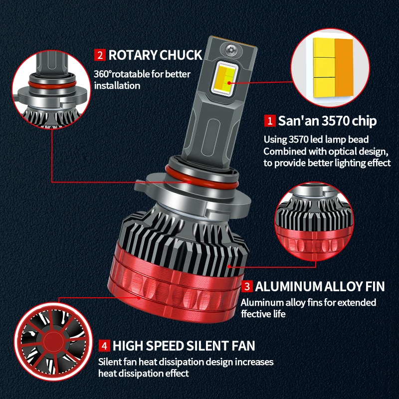Hb3 9005 led bulb headlight K83 3000K 4300K 6000K white yellow hb3 led headlights bulbs led headlights lamp