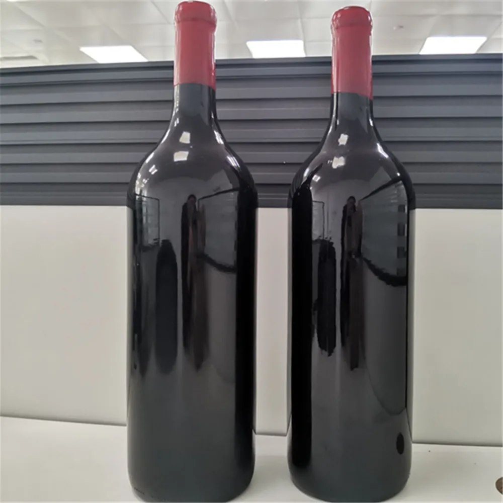 Customized Glass 375ml 1L 3L 750ml Wine Bottles with Seal Black Color sealed Cork