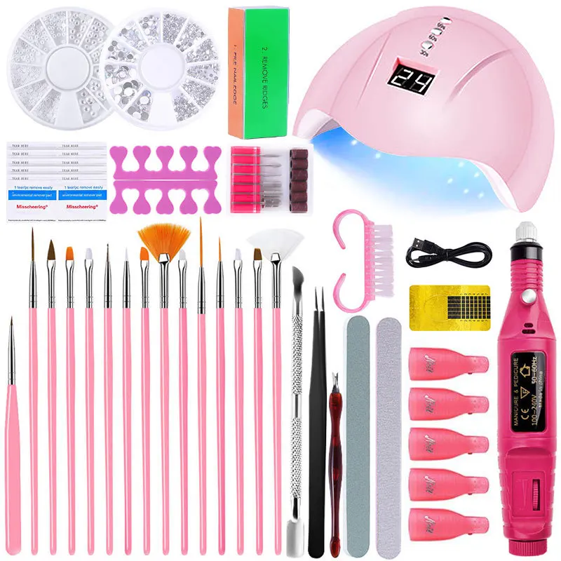 Customize Professional beauty salon equipment Fast dryer Brush tool nail set kit with uv lamp and drill