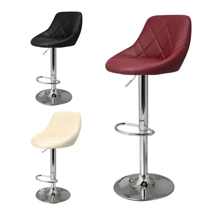 Modern Elegant Lifestyle Red Adjustable Swivel Chair Bar Stool with ABS Plastic Seat