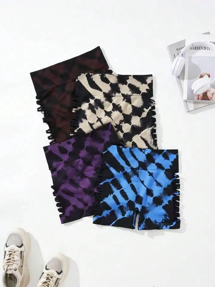 Seamless Tummy Control Butt Lift High Waist Yoga Fitness Gym Workout Ultra Soft Quick Dry Exercise Yoga Tie Dye Hollow Out Short