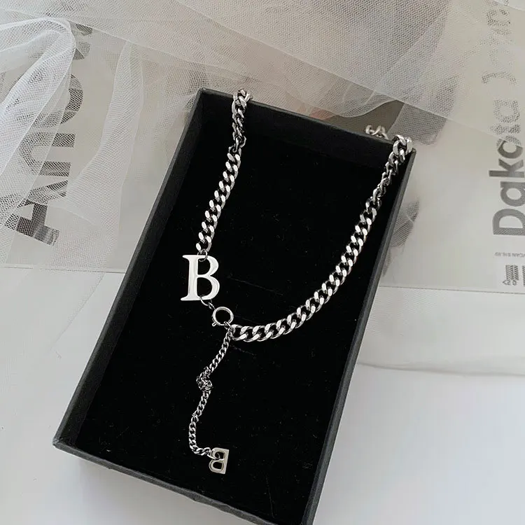 Letter B Hip-hop Necklaces Metal Stainless Steel Pendant Clavicle Chain Necklace