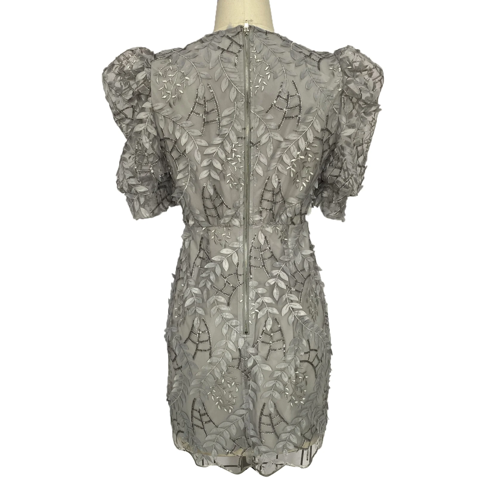 Modern style simple lady fashion temperament tulle gray pattern evening dress