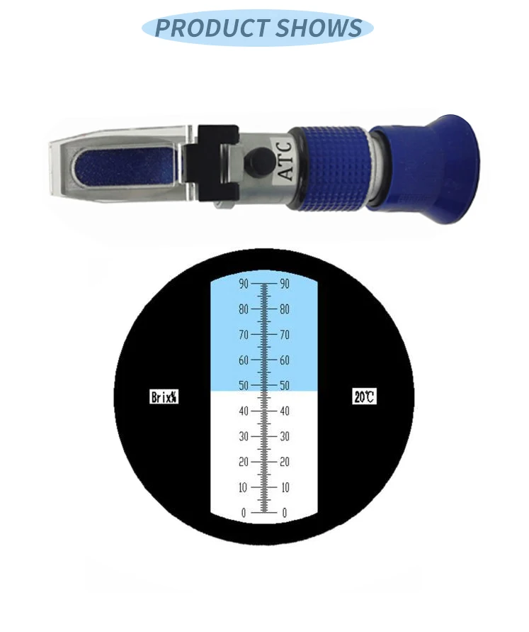 Factory made and Sell brix refractometer ATC handheld brix meter 90% Sugar Pure Aluminium Economic Styles