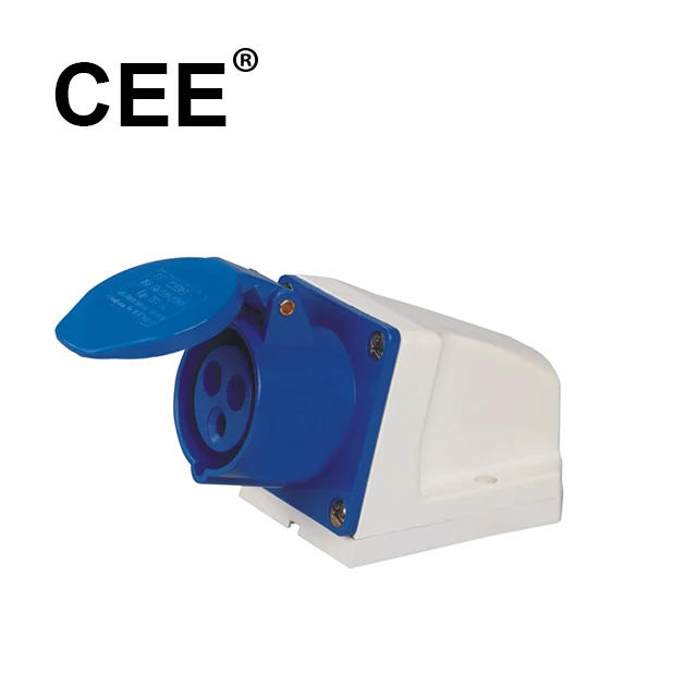 CEE panel IP44 32A 220-250V blue 3 pin 2P+E multiple electric industrial wall mounted sockets