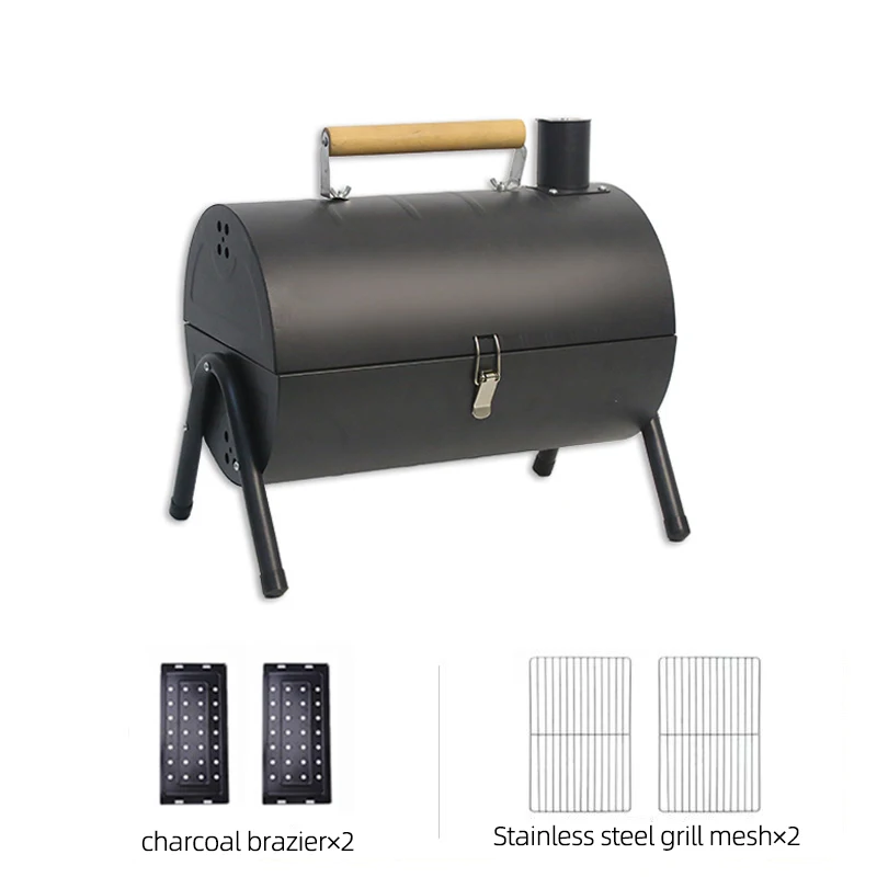 Outdoor bbq Double-sided Household Charcoal Smokeless Grill Multi-functional round Portable Barbecue Grill