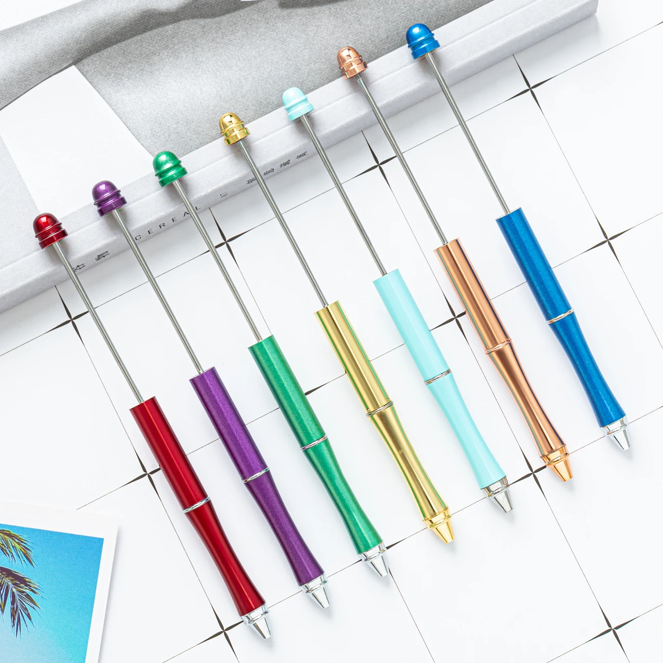 Promotional Diy Bead Refils Blanks Pen Add A Bead Gift For Charms Cute Ballpoint Metal Beaded Pens