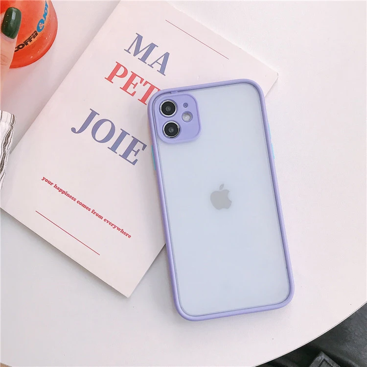 High quality translucent fashion color edge drop-proof PC TPU phone case for iphone 13 12 11 x Back Cover