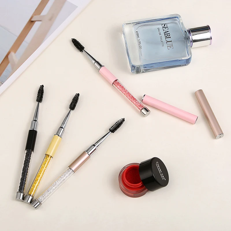 IRISMANLI Crystal Handle  Mascara Applicator Cleaning Eyelash lash Brush With Cover Spiral  Crystal Micro Mascara Wands