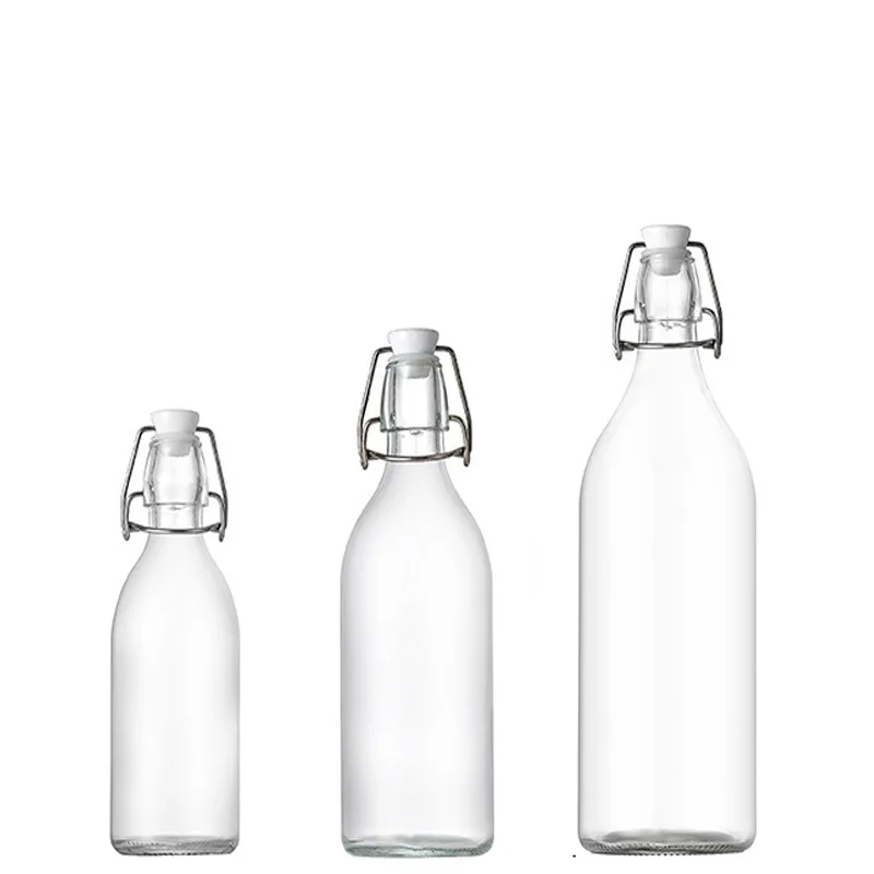 Brand New High Quality Snap On Tequila Bottle 250ml 500ml 750ml 1000ml Rum Whiskey Spirits Drinks Round Clear Glass Bottle