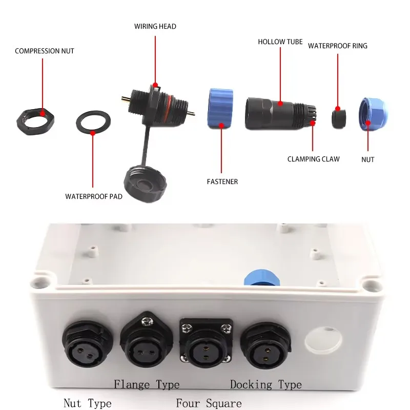SP16 IP68 Waterproof Connectors Cable Connector Plug & Socket Male and Female 2 3 4 5 6 7 9 Pin Panel Mount Wire Aviation Plug