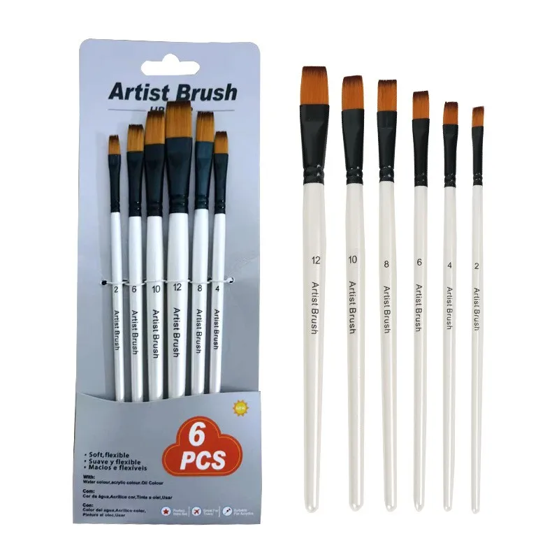 Professional paint brush manufacturers 6pcs paint brush set watercolor oil painting brush art supplies